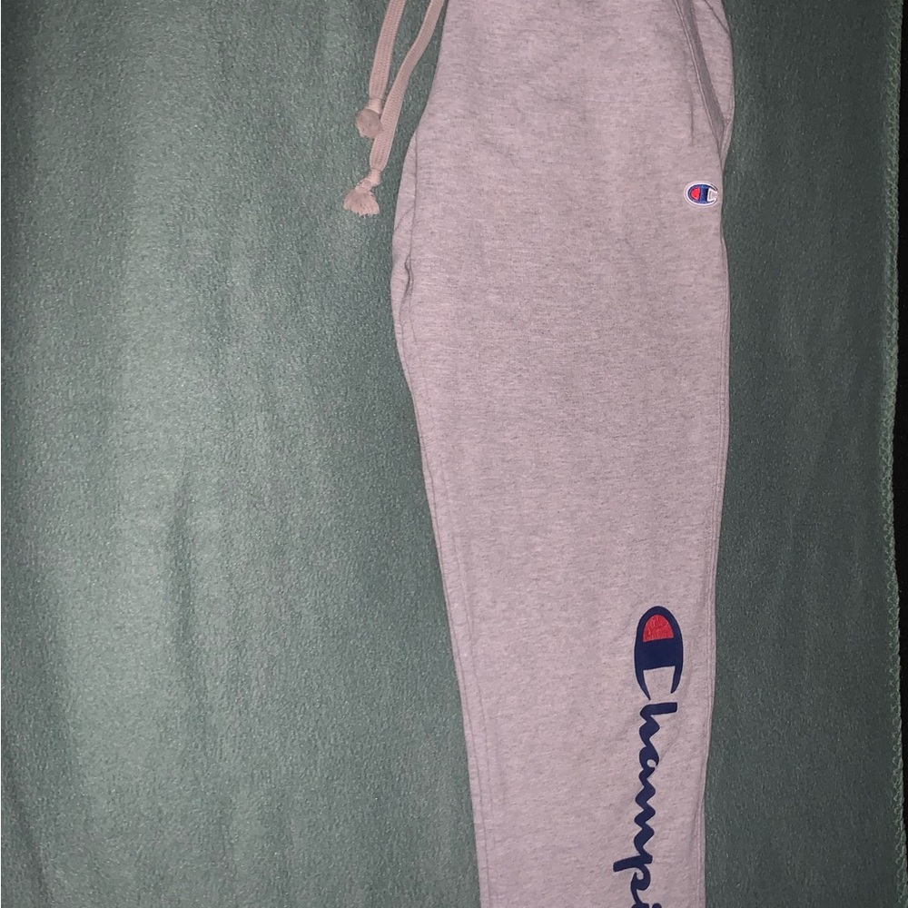 Champion Kids Light Gray Joggers with Navy Logo (Has one minor stain)